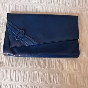 Vintage Blue Leather Clutch